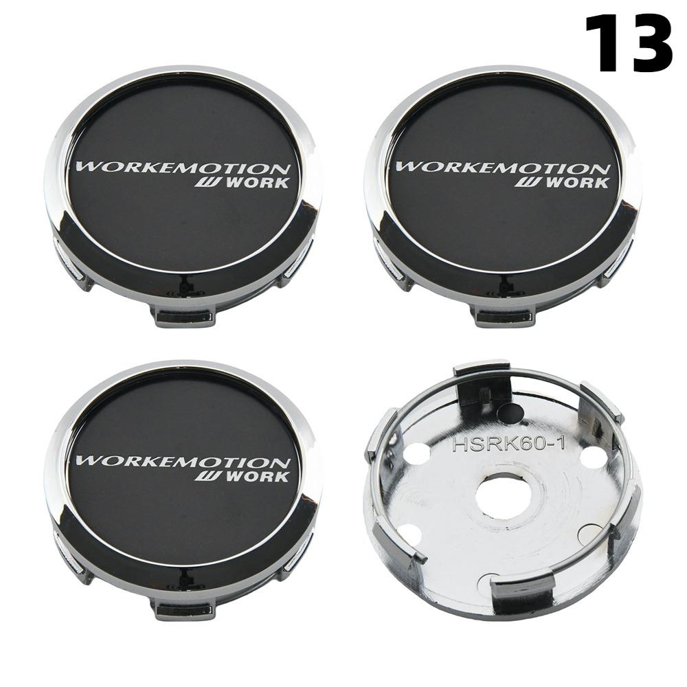 4PCS OD 60MM / ID 56MM Cap For Rims WORK EMOTION EQUIP MEISTER VS Emblem Wheel Center Cap Sport Car Logo Wheel Cover Hub Caps
