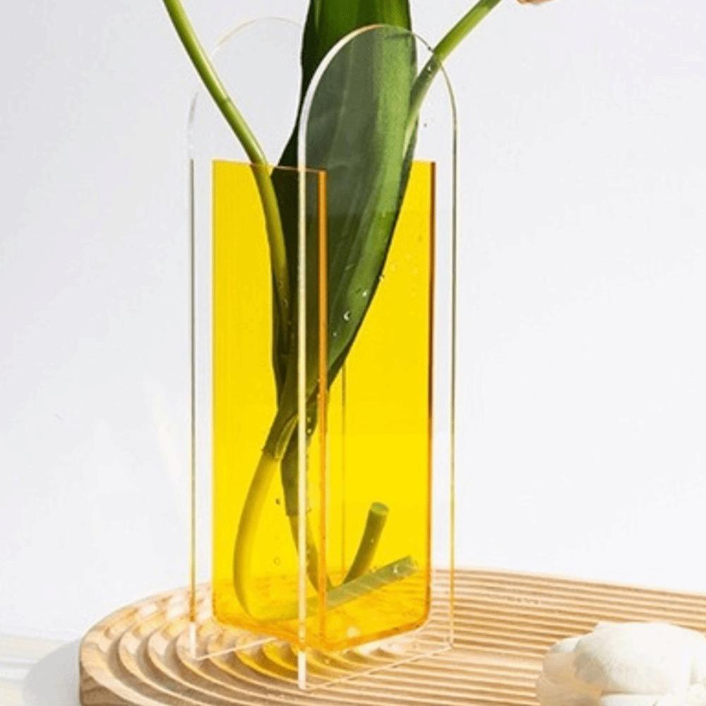 Transparent Acrylic Vase Geometric Flower Container Minimalist Flower Vase  Tabletop Decoration