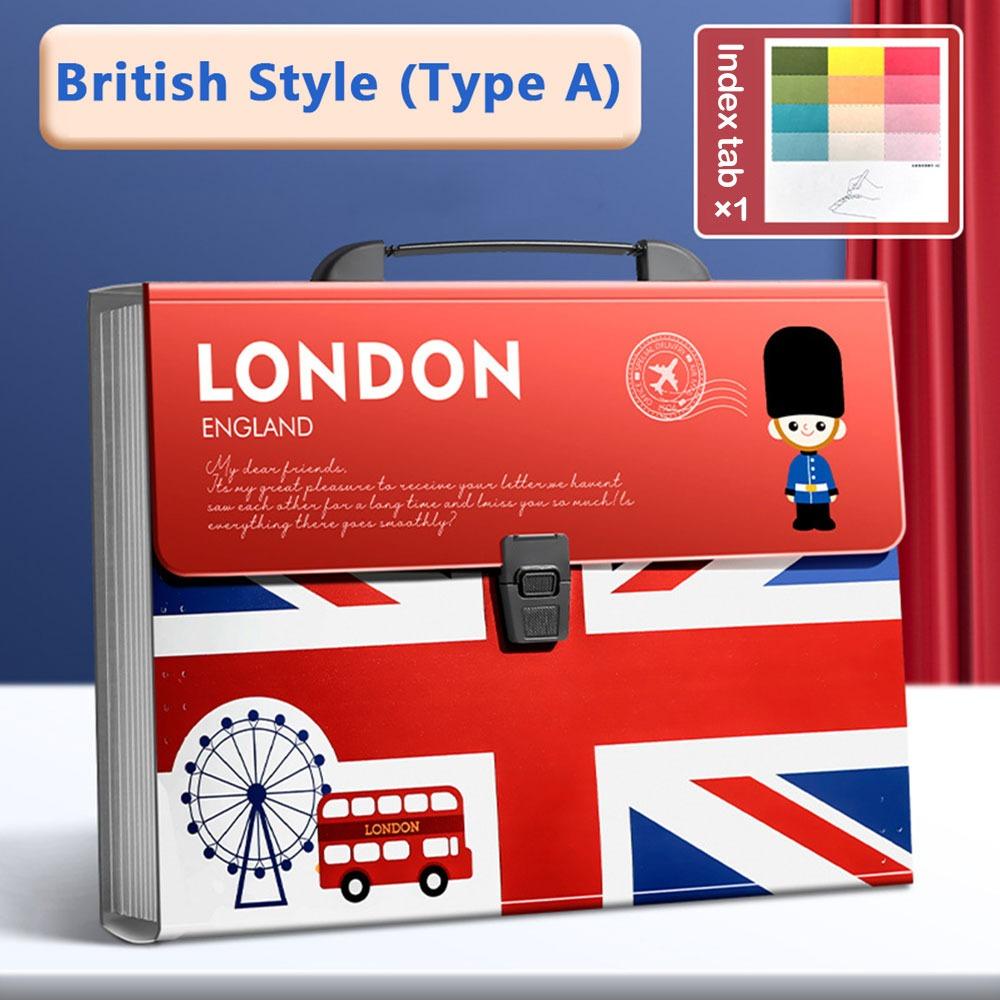 High Quality 13 Layer Expanding Folder Large Capacity British Style A4 File Bag Portable Data Sorting Folder Student Use