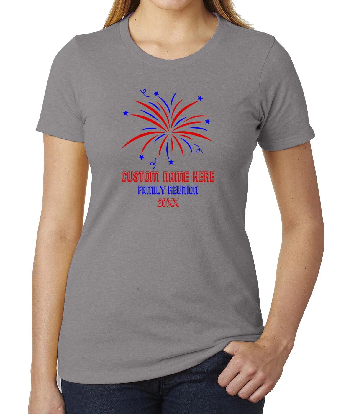 Fireworks with custom name- Family Reunion Woman s T-Shirts S