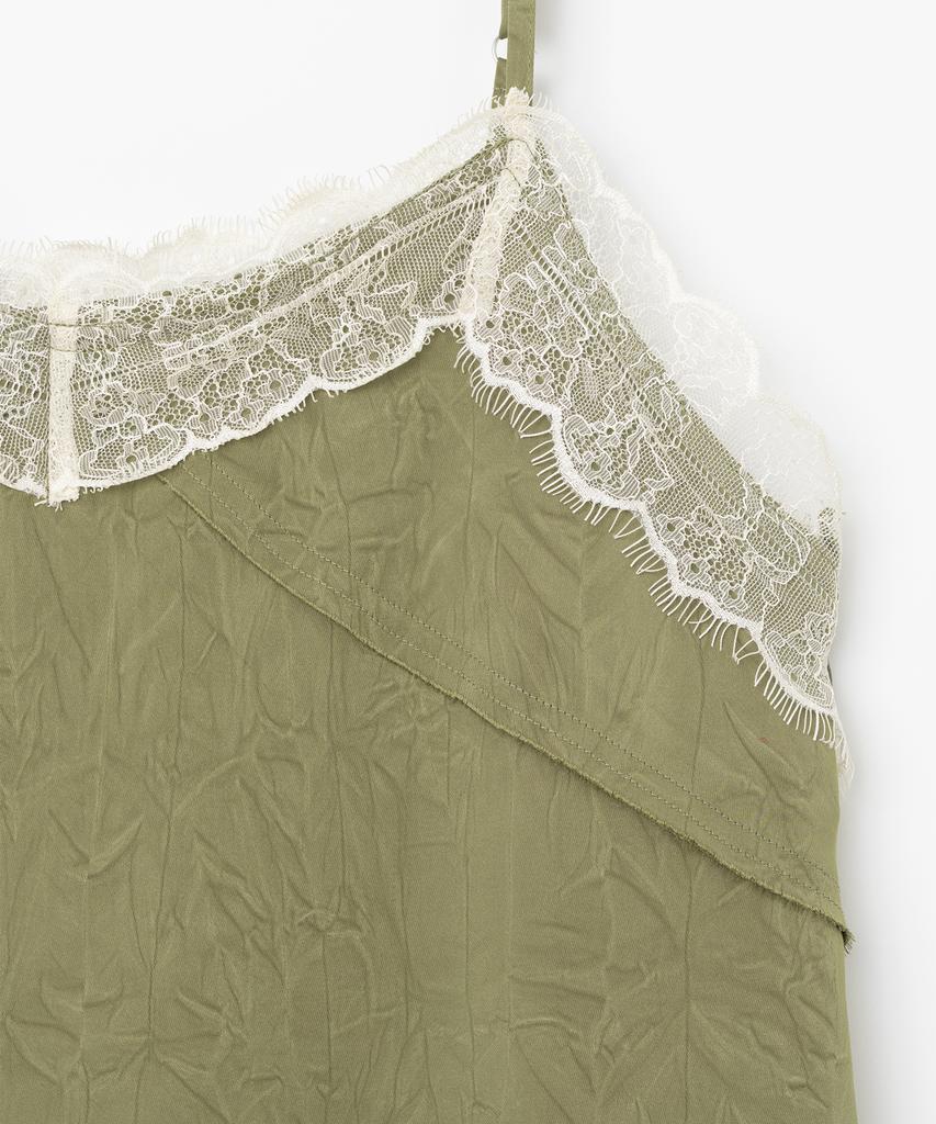 Milo Woman Crease Lace Midi Dress [Khaki]