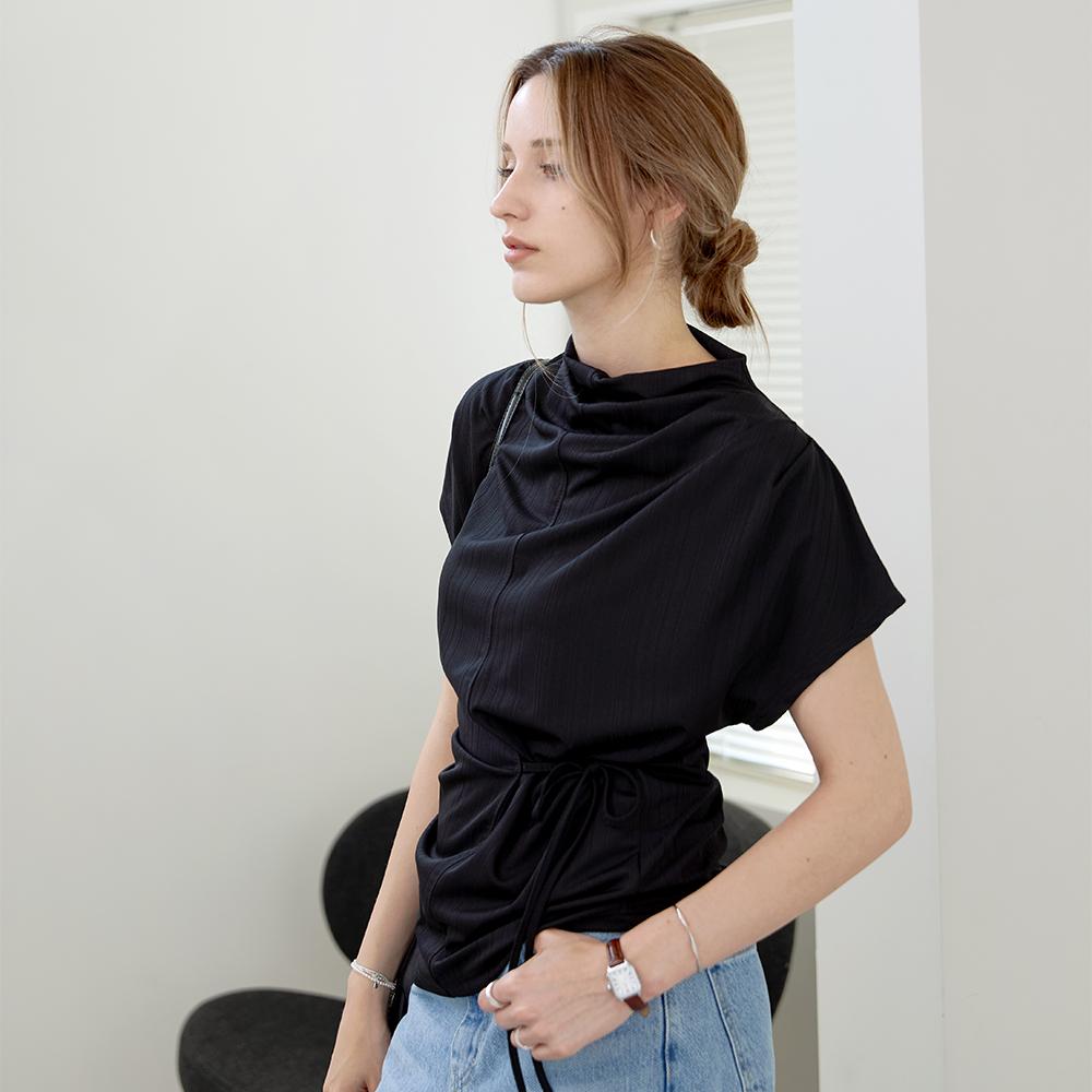 KELLY DONAHUE Arte Drape Strap Tee Black