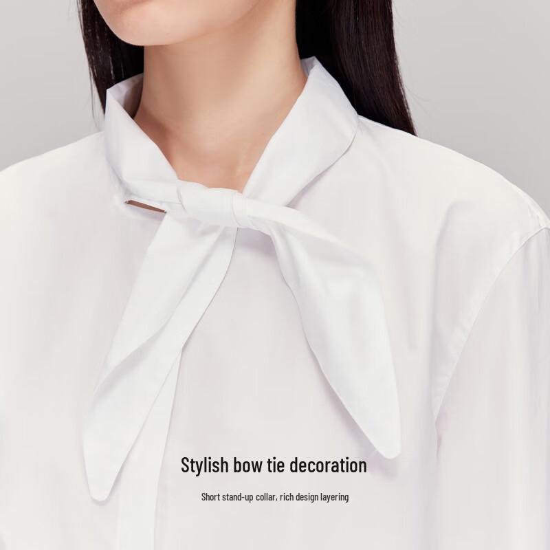 VEROMODA Women's Stand Collar Bow Tie Shirt