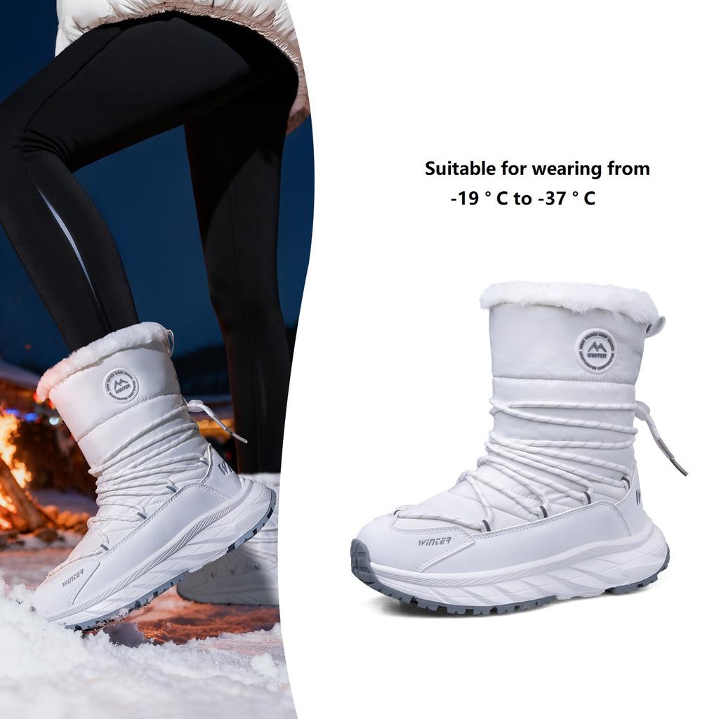 Snow Boots for Women Waterproof Anti Slip Warm and Thick Midsole Boots Suitable for -19 ° To -37 °