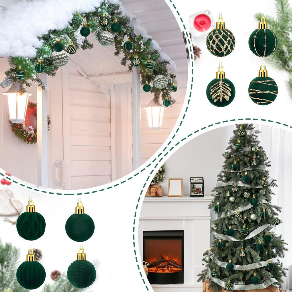 6/12PC Christmas Flocked Ornaments Balls Christmas Tree Velvet Ball Ornament Xmas Tree Hanging Pendants Home Party Decor Ball