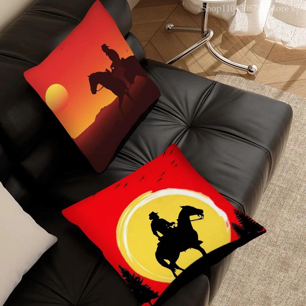 Games Red D-Dead R-Redemption 2 Pillow Case Square Pillow Bedroom Sofa Leisure Comfort Cushion Living Room Home Decoration 40X40