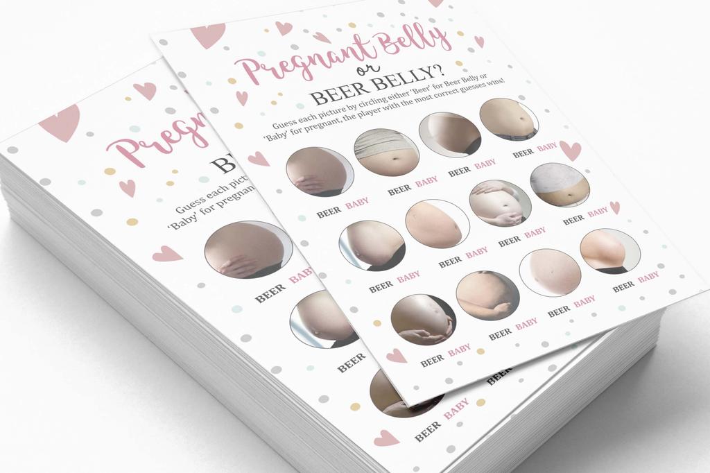 Inkdotpot Baby Belly Or Beer Belly Game Baby Shower Game Cards Party Supplies Activity Cards Baby Shower Gender Neutral Games Its A Boy Or Girl