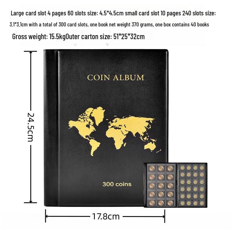 Cross-Border Coin, Medal & Philately Collection Album with Hard-Shell, Transparent Storage for Silver Dollars & Banknotes