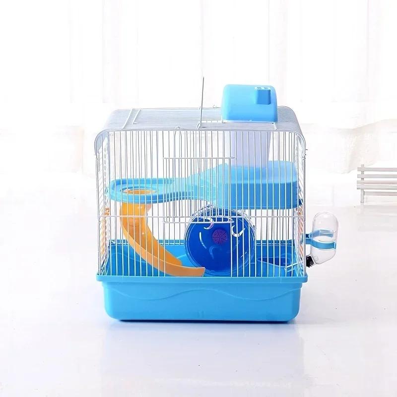 Small Castle Hamster Cage Exterior Pet Cage Portable Cage Double Layer Hamster Golden Bear Big Castle Cage синий