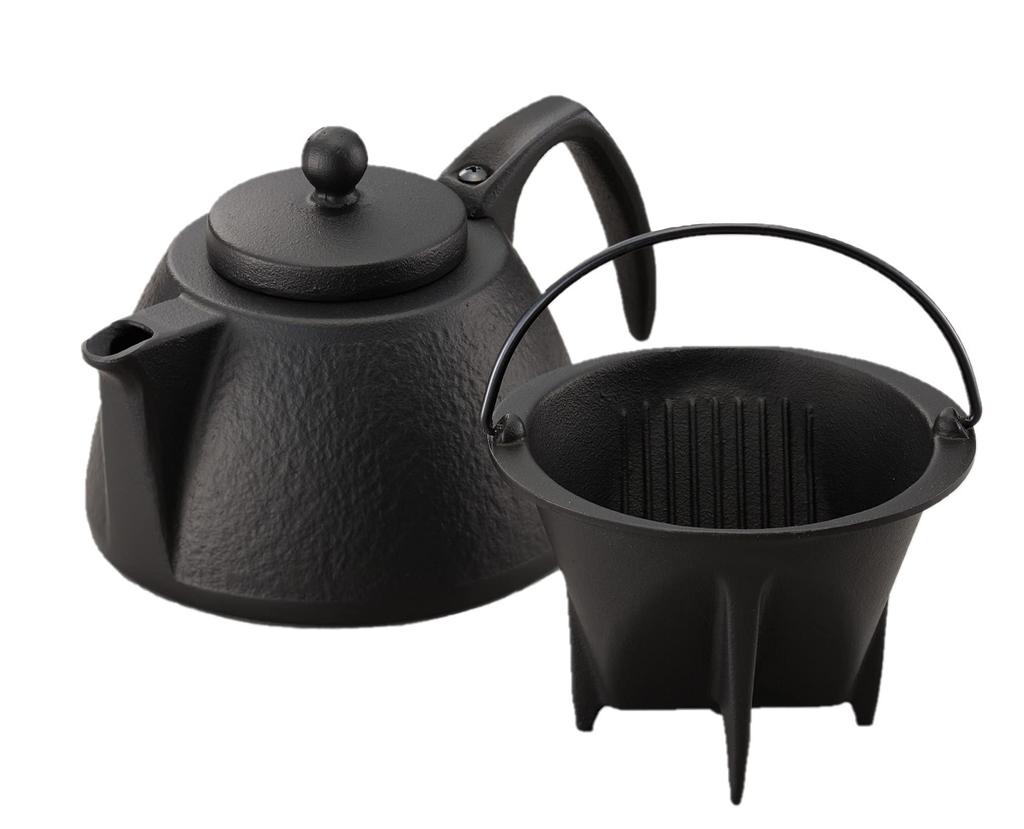 Iwachu Coffee Pot Set, Black, 0.75L, Induction Compatible, Nanbu Ironware, 12361