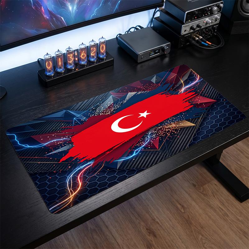 Turkey Football Crest Mouse Pad, Extended Non Slip Rubber Desk Mat for Gaming Office Laptop Fan Gift