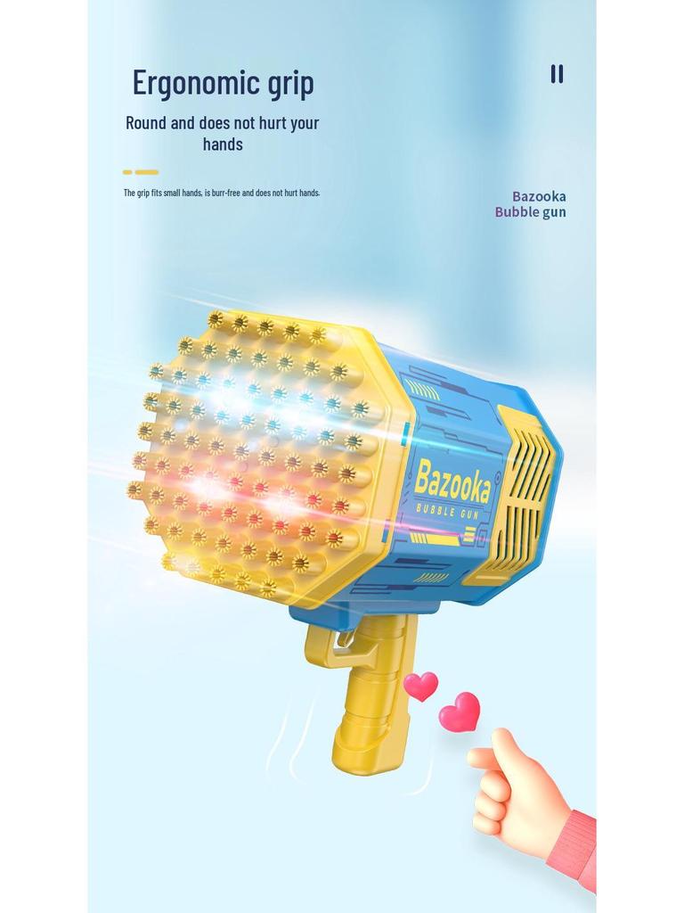 Rechargeable Gatling Bubble Gun for Kids - 69-Hole Bubble Bazooka Toy