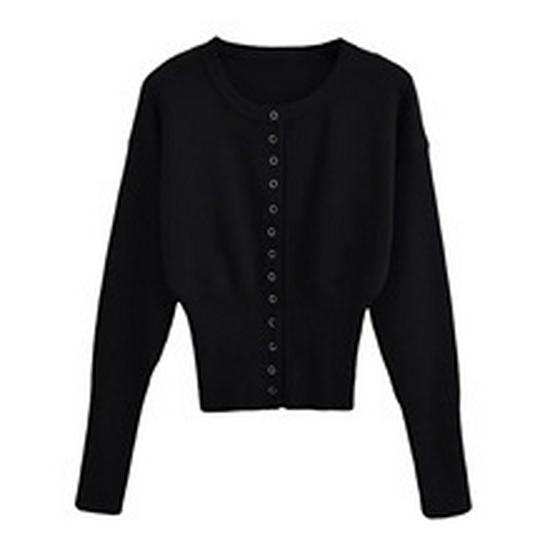 Autumn/Winter Slimming Round Neck Single-Breasted Cardigan Sweater