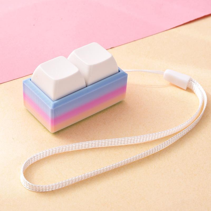 Lightweight Push Button Stress Relieving Toy with Lanyard Sensory Fidget Toy for ADHD Adults Kids Anxiety Relief