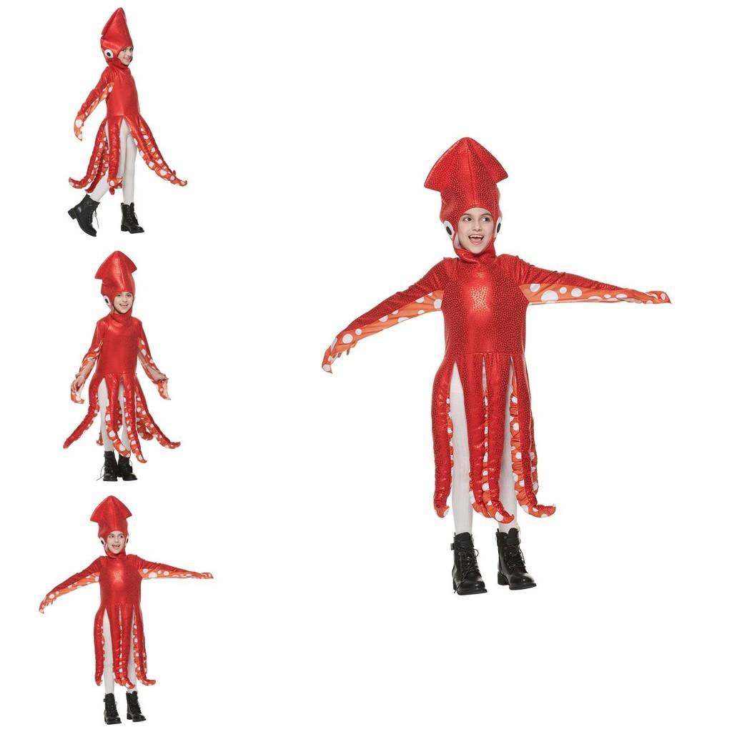 Halloween Octopus Child Costume For Kids Boys Girls School Party Plush Polyester