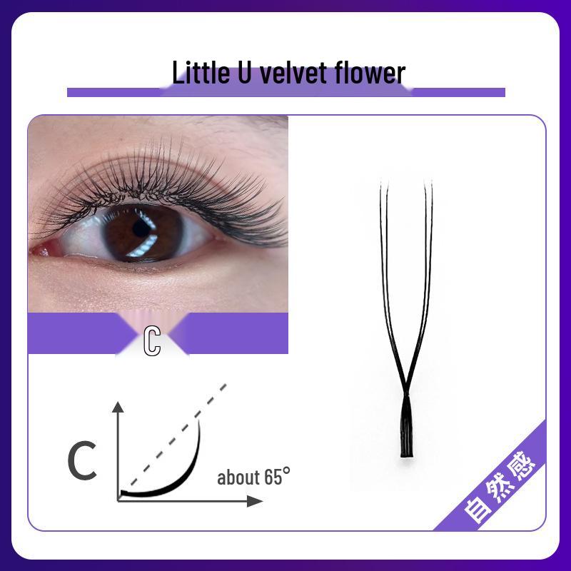 

2D U-образные бархатные ресницы 0.07 C/D изгиб - Мягкие, натуральные, не рассыпающиеся Y-образные ресницы 15 mm