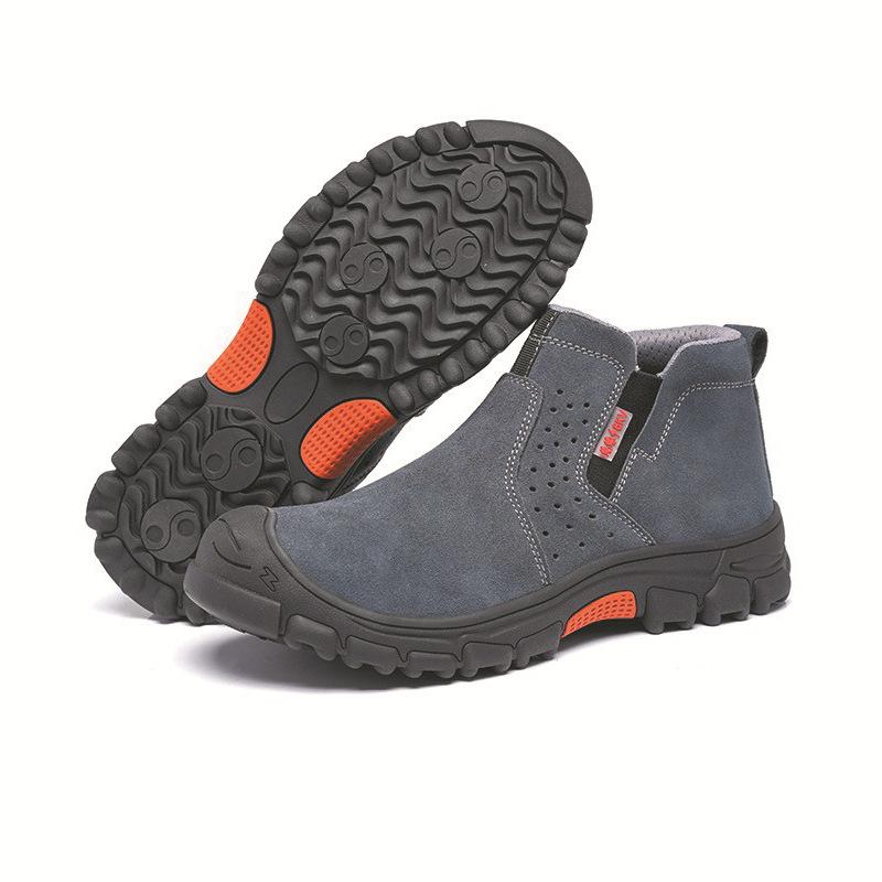 large size men's casual steel toe caps work boots cow suede leather safety shoes security chelsea boot safe ankle botas protect