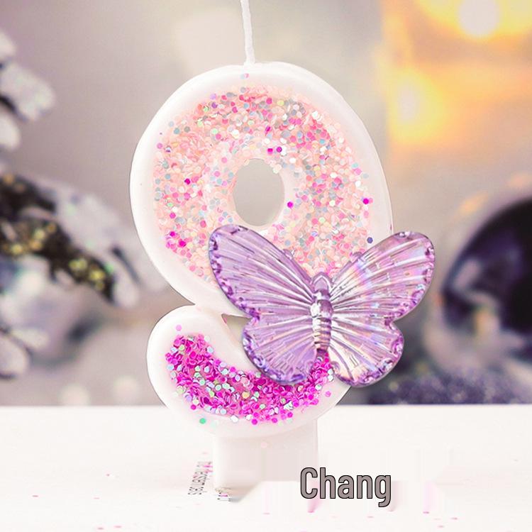 Purple Butterfly Princess Birthday Candle & Decoration for Girls