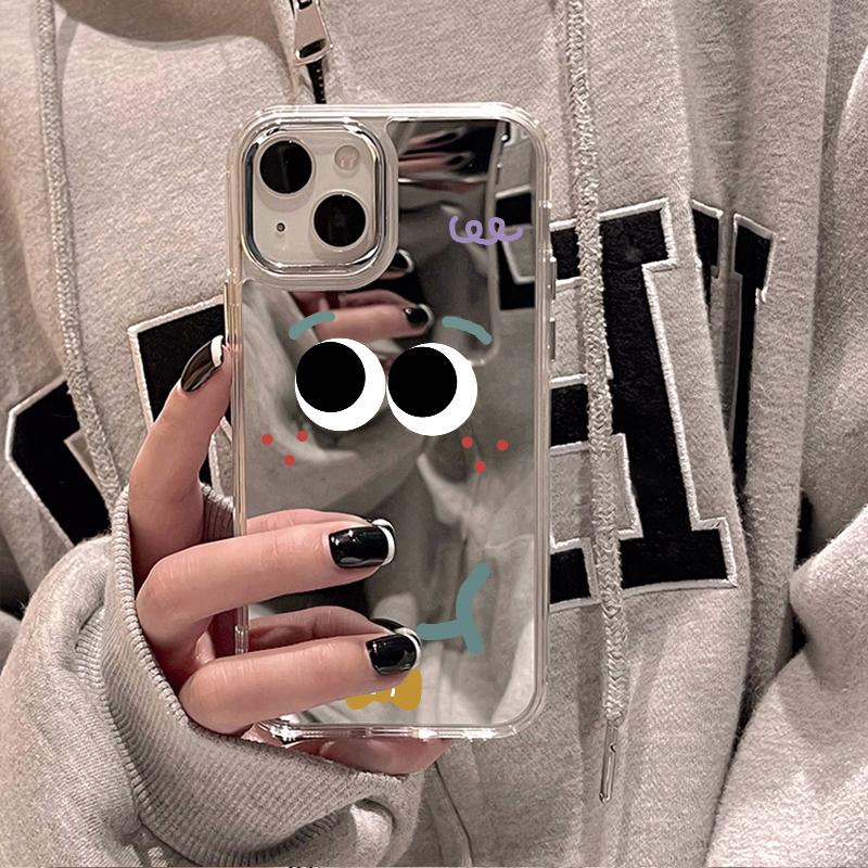 Handyhüllen für iPhone 11 13 XR 15 Pro Max 12 14 Pro Max Hülle iPhone 16 XS Max Spiegel Schutzhülle Mirror Exquisite Cartoon Wasserdicht