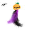 Stuffed Halloween Cat Toy Pumpkin Toy, Squeaky Chew Soft Plush with Feathers for Indoor Cats Self-entertainment