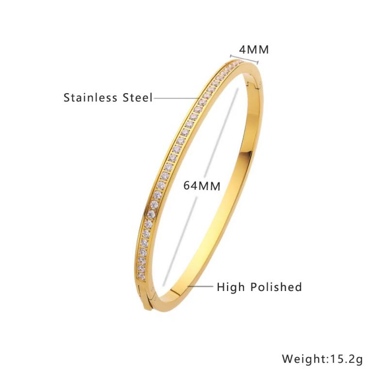 CNC Diamond Studded Stainless Steel Fashion Bracelet Elegant Bangles for Men and Women 18cm&fashion