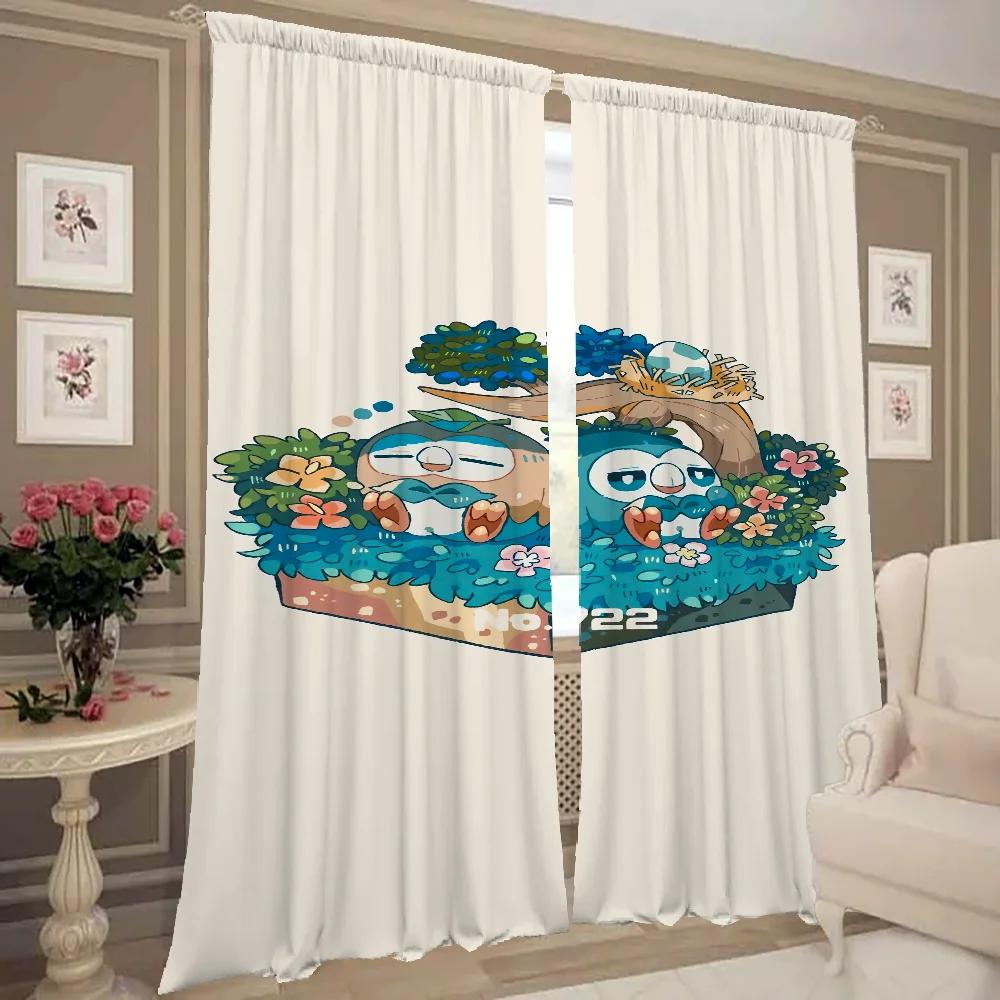 Home Interior Kitchen Curtains for Living Room 2 Pieces Blackout Curtains Door Curtain Pokemon Partition Bedroom Decoration