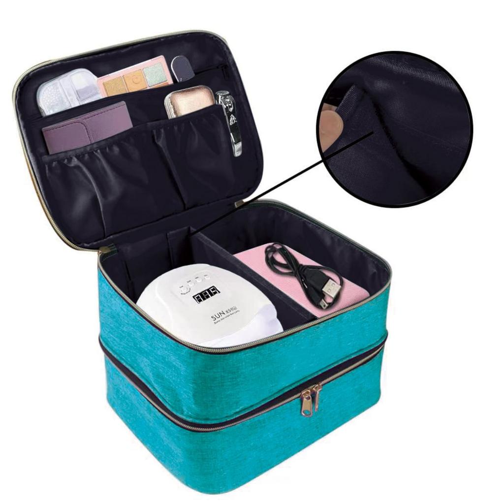 Nail Polish Organizer Handheld Double Layer CosmeticOrganizer Tote Bag For Girls And Women Nail Art EssentialOil Cosmetic Set