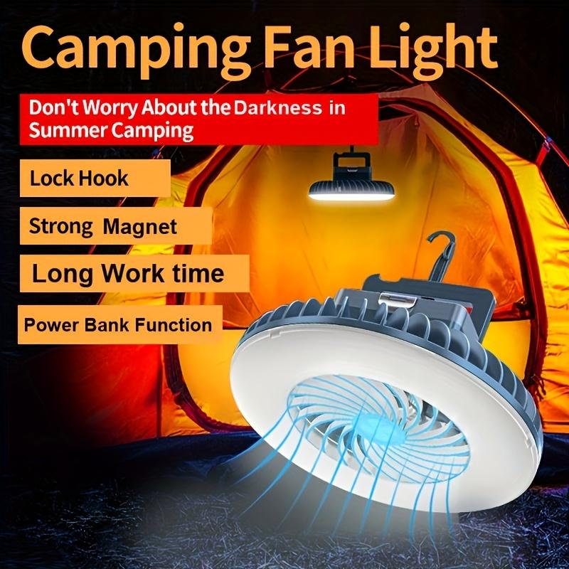 Portable Multifunctional Camping Fan Light USB Charging Hook and Strong Magnetic Bottom Outdoor Adventure Camping Accessories
