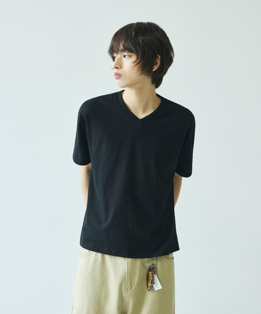 SIGNATURE Crop V-Neck Short Sleeve T-Shirt [4 Colors]