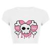 Summer Cut Top Skull Print T-shirt Y2k Aesthetics Top Girls' Sexy Slim Fit Women's Wear