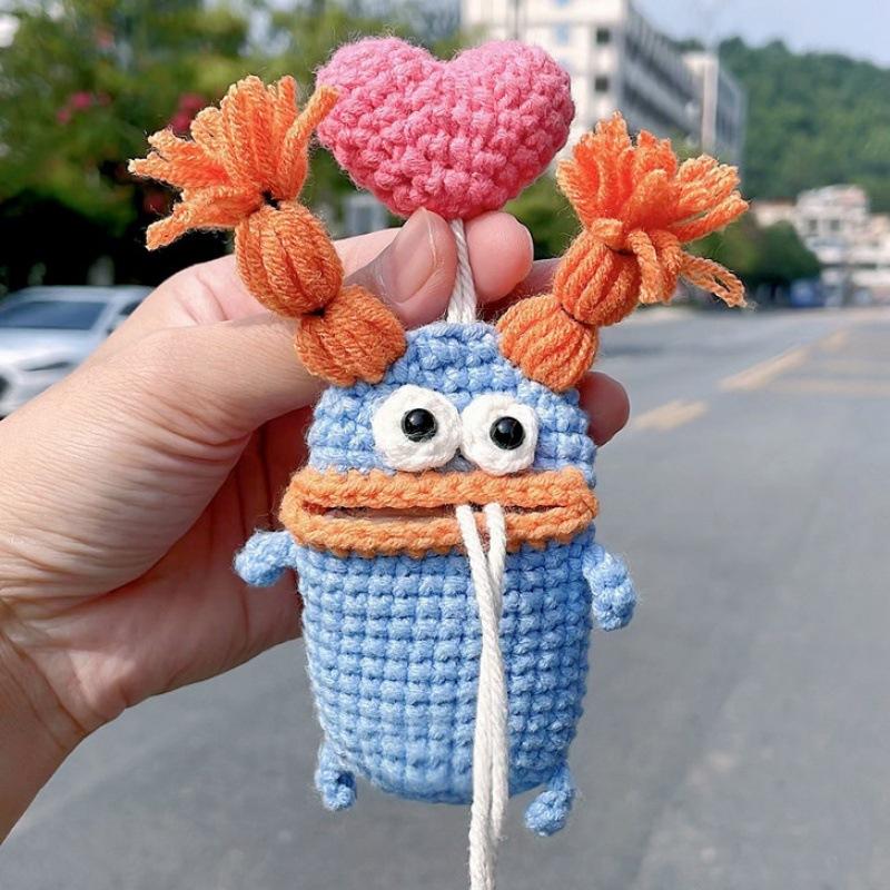 Hand-Crocheted Car Key Fob Cover, Big Mouth Key Protector, Cute Yarn Keychain for Car Keys, Unique Handmade Gift Car Key Cases