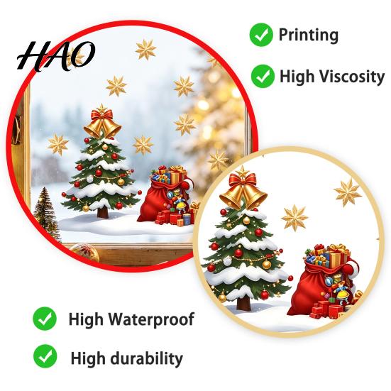 Indoor Outdoor Holiday Decor Christmas Window Static Sticker, Creative Snowman Tree Pattern PVC Decal, Waterproof Seasonal Home Reusable Festive Wall