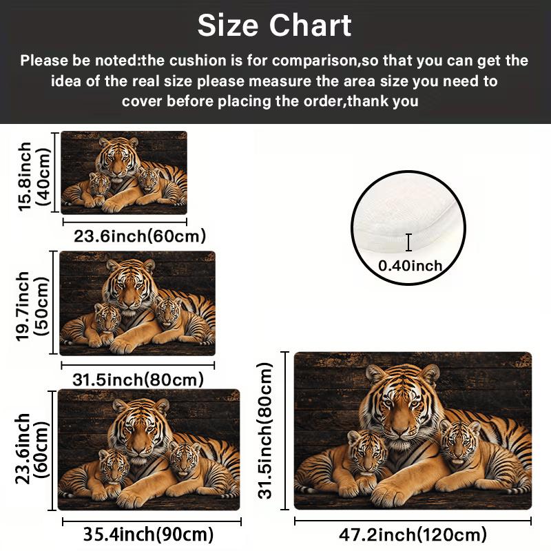 1Pcs Anti Fatigue Door Rugs, Tiger Family Print Waterproof Non-Slip Thick Cushioned Door Mat Heavy Duty Comfort Standing Mat for Door