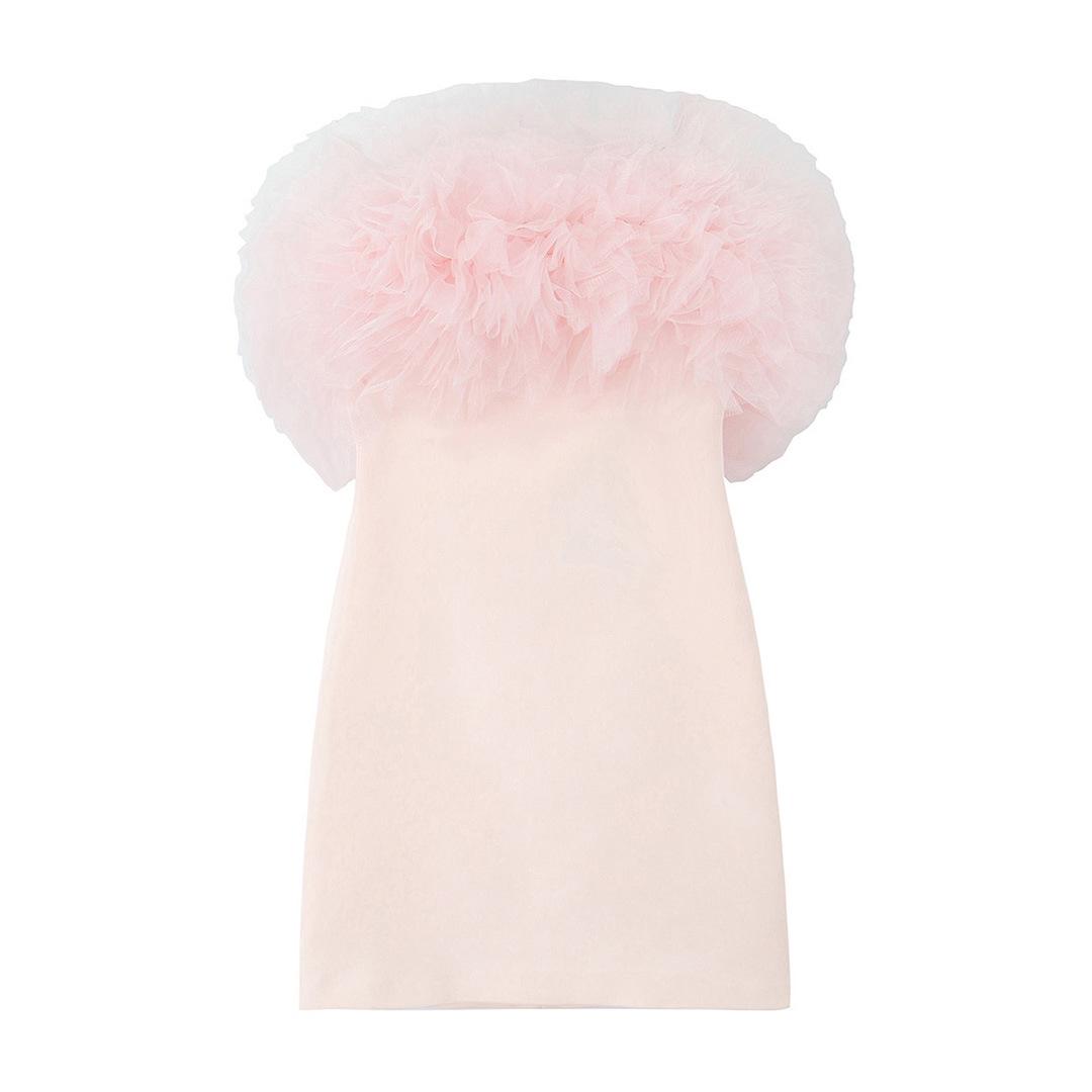 

Весна 2025 Женское платье слим-фит из пушистой шелковой сетки - Европейский и американский стиль Small