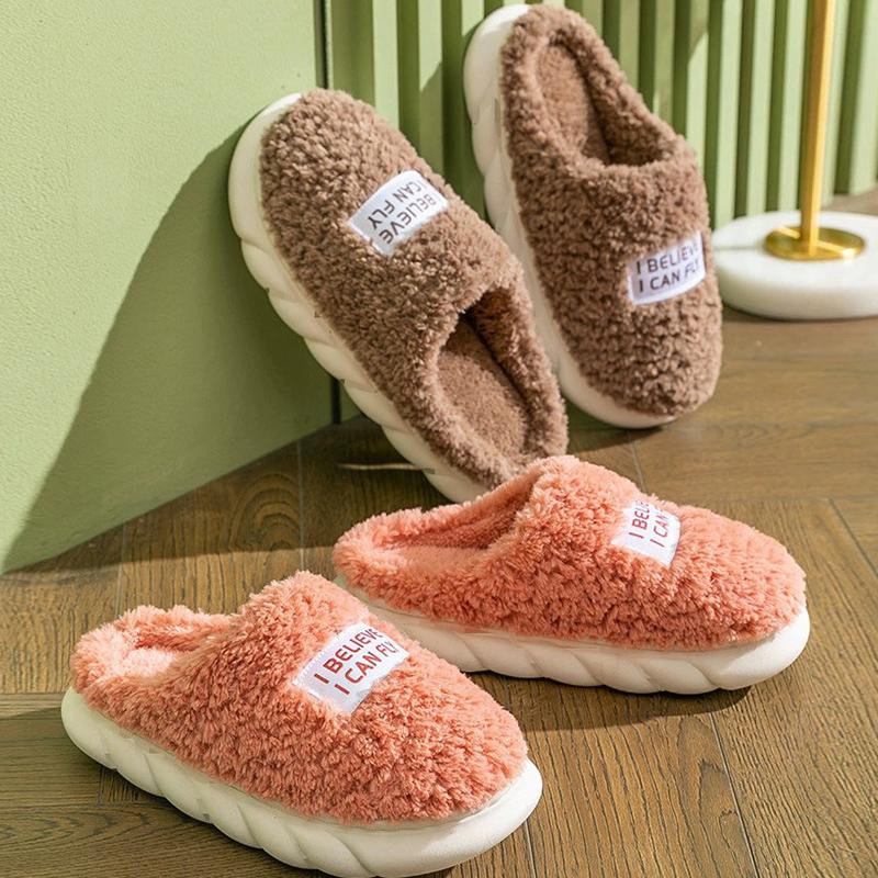 Mode Dicke Sohle Hause Hausschuhe Winter Warme Hause Flauschigen Anti-Rutsch Leichte Weiche Hausschuhe Pelz Frauen Baumwolle Schuhe Paare