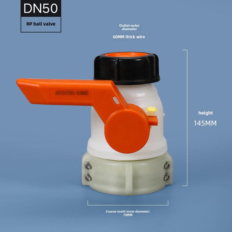IBC 1-Ton Barrel Valve Set: Acid & Alkali Resistant Butterfly and Ball Valves, DN50, for Plastic Barrel Discharge.