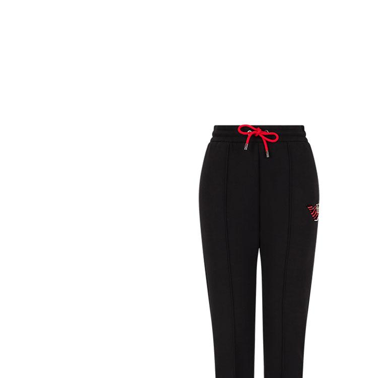 Emporio Armani Ss22 Solid Color Logo Embroidered Cuffed Knit Sweatpants Women Bottoms Black 3L2P6E-1JHSZ-0999