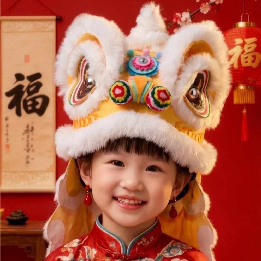 Plush Handmade Headwear DIY Material Package Headwear Props New Lion Dance Hat Festival Atmosphere