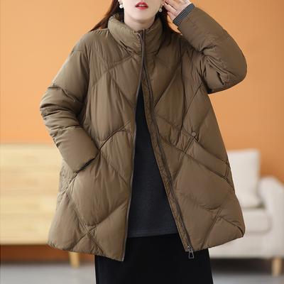 Women's Autumn And Winter High-end Down Jacket Stand Collar White Duck Down Oversize Coat
