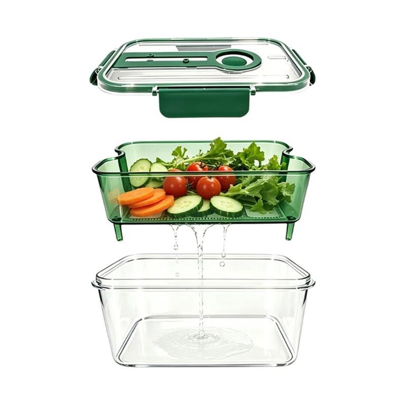 J1UL1N Airtight Food Storage Container With Removable Colander Clear Produce Keeper Drainage Basket Organizer Bins