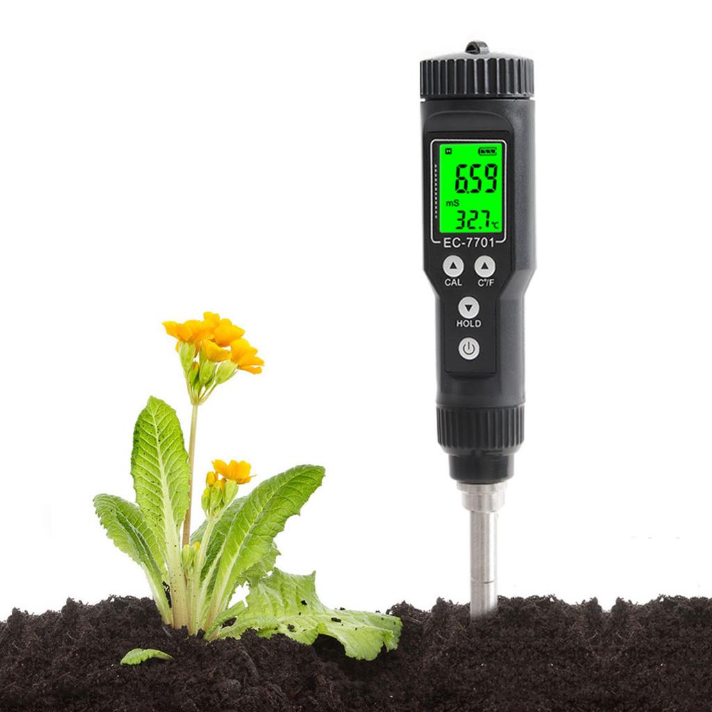 Digital Soil Meter, Portable EC Tester with LCD Backlight Display for Greenhouse Horticulture Farmland