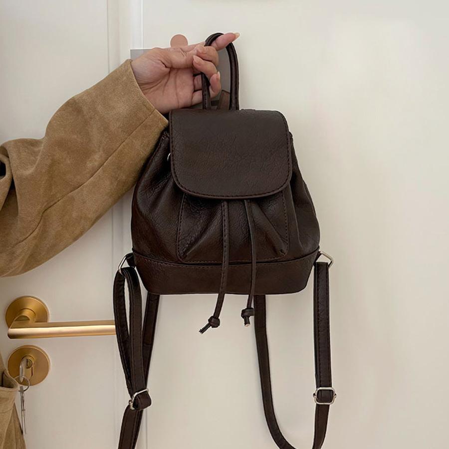 Small Flip -top Backpacks School Bags for college girls Pu Leather Women Shoulder Bag Cute String Female Handbags Tote Purse sac