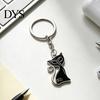 Alloy Key Ring 2Pcs Black White Cat Keychain for Backpacks, Oil Dripping Enamel Zinc Holder Kitten Ring, Metal Bag Schoolbag Charm Decoration