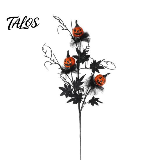 Haunted House Accessories Halloween Pumpkin Stem Decor, Black Maple Leaf Artificial Branch for Indoor Outdoor Decorations Party Scene, Spooky Festive