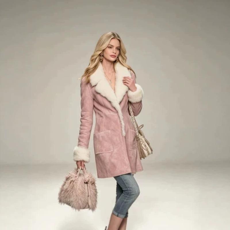 European and American style winter new solid color velvet jacket women's