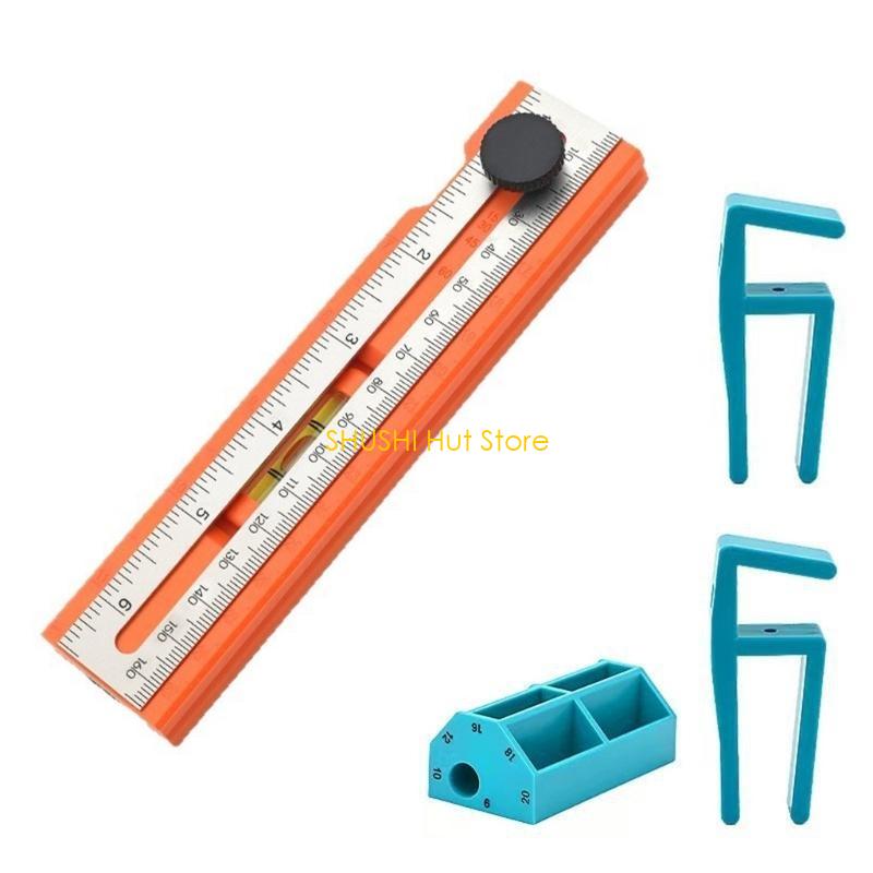 Adjustable Multifunctional Ruler Woodworking Protractor Level Measure Tool With Depth Gauge Accessories D57B