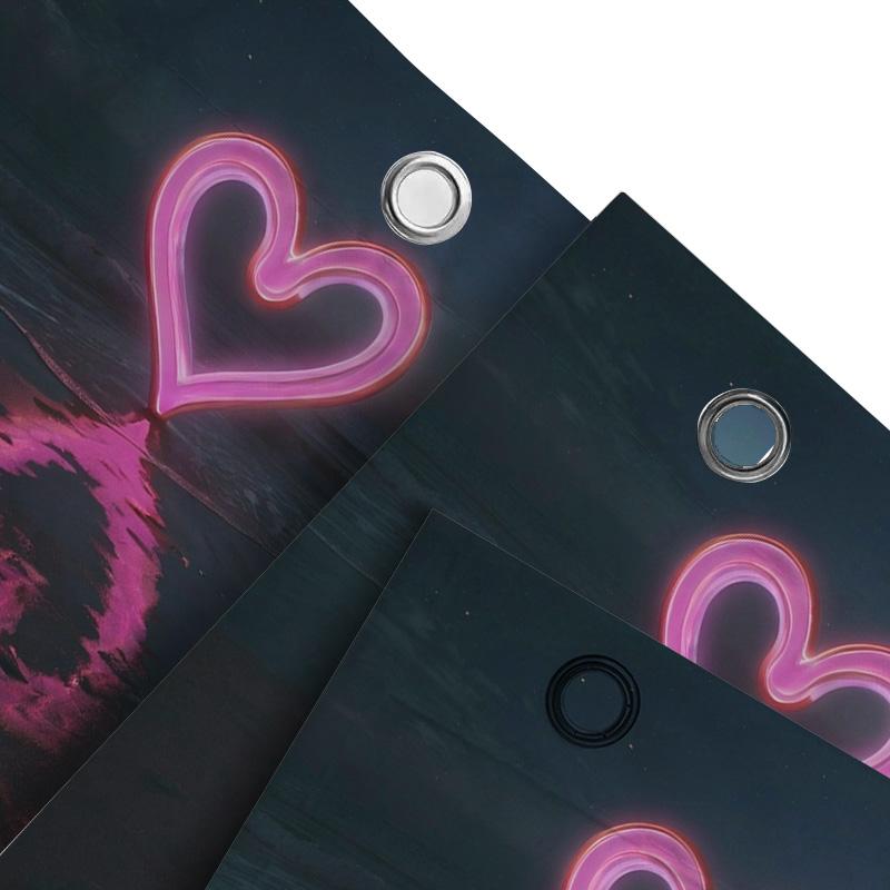 3D Neon Heart Beach Shower Curtain | Romantic And Modern Bathroom Decor