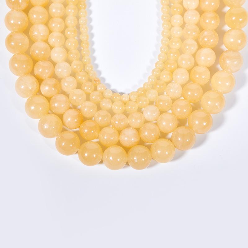 Natural Beige Yellow Jade Round Loose Beads for DIY Bracelet and Necklace Accessories