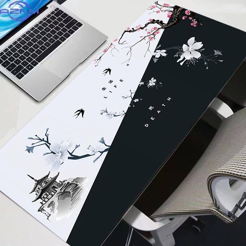 Podložka pod myš Styl inkoustové malby Herní Broskvový květ Velká XXL Klávesnice Stůl Podložka pod myš Koberec Gumová Herní Notebook Podložka pod myš