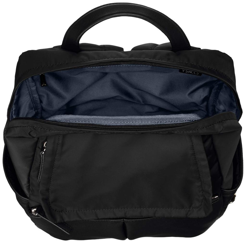 New Nylon X Leather Combination Series Front Pocket Backpack Black [Isaac] Y91-11-04 Women's